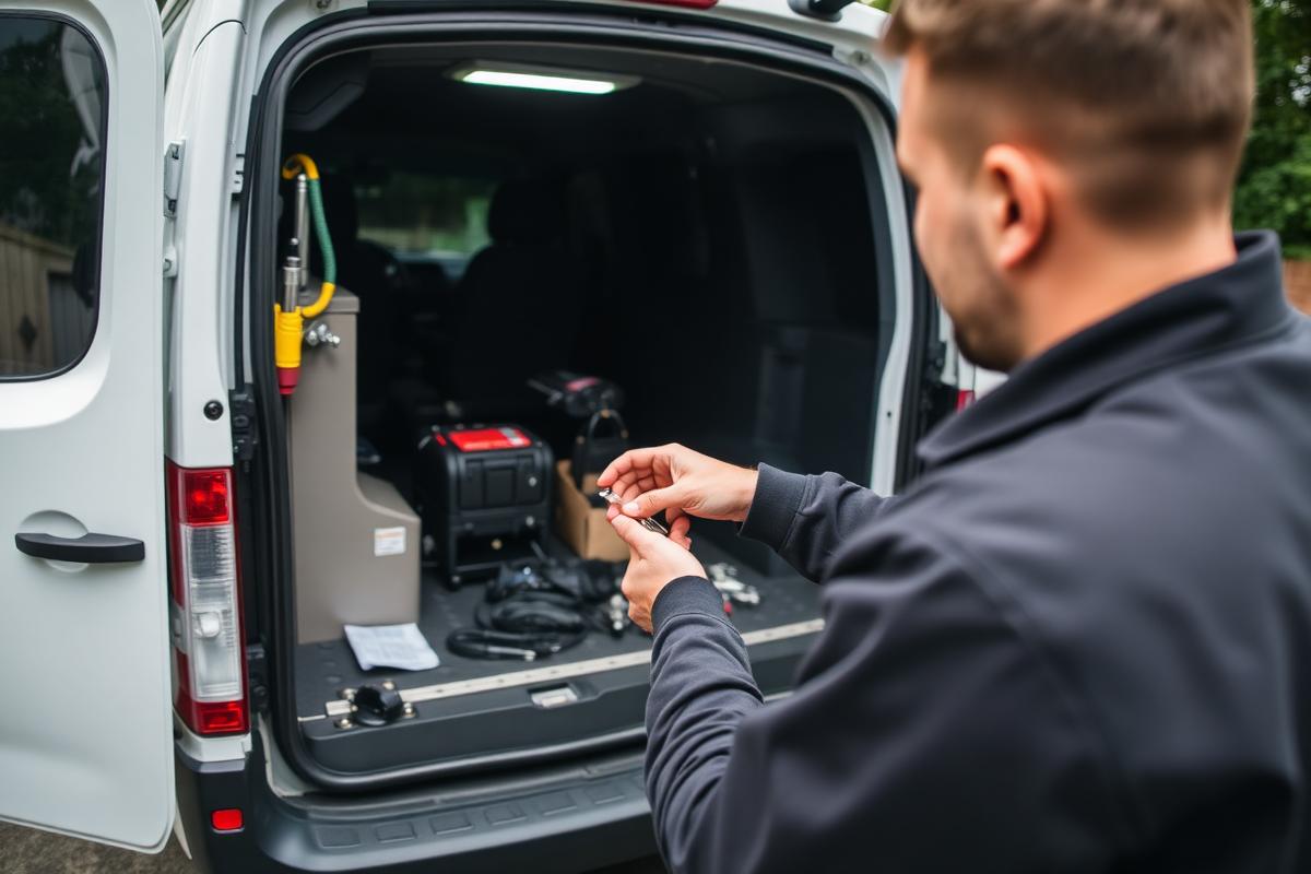Mobile locksmith van stocked with key cutting equipment